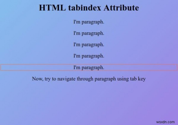 HTML टैबिंडेक्स विशेषता 