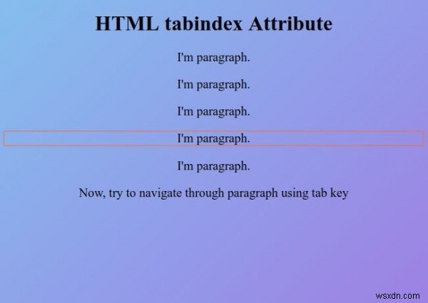 HTML टैबिंडेक्स विशेषता 