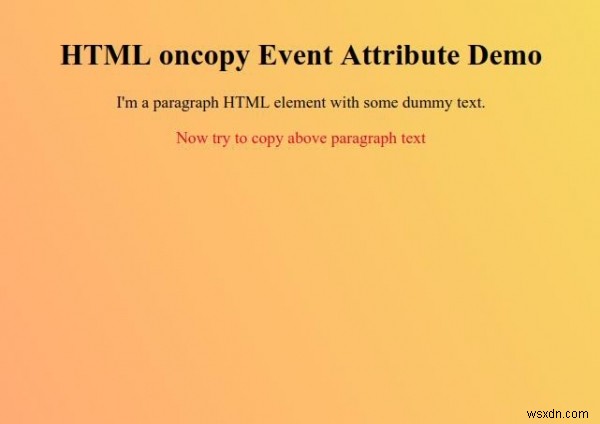 HTML ऑनकॉपी ईवेंट विशेषता 