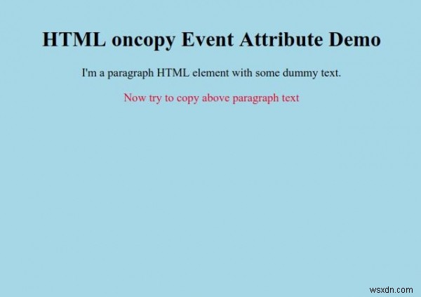 HTML ऑनकॉपी ईवेंट विशेषता 