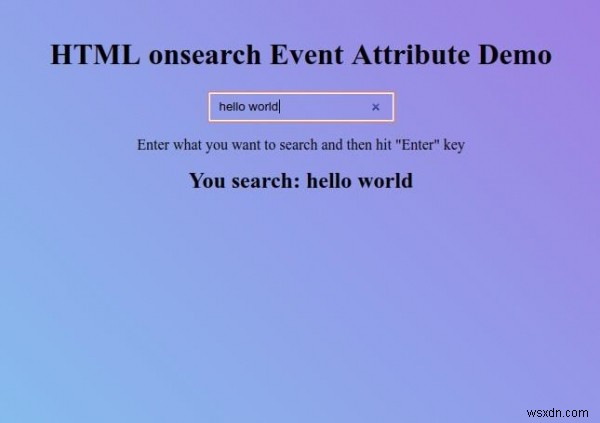 HTML ऑनसर्च इवेंट विशेषता 