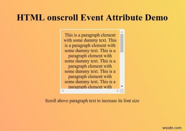 HTML ऑनस्क्रॉल ईवेंट विशेषता 