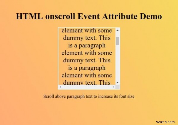 HTML ऑनस्क्रॉल ईवेंट विशेषता 