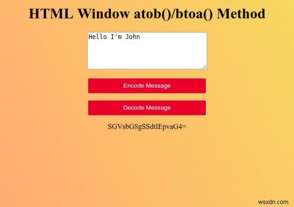 HTML विंडो btoa ( ) विधि 