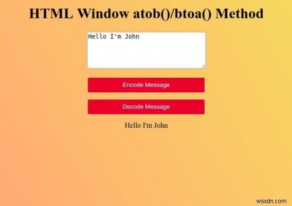 HTML विंडो btoa ( ) विधि 