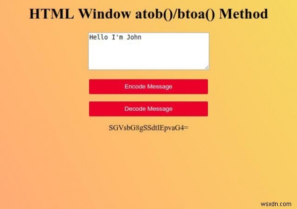 HTML विंडो atob ( ) विधि 