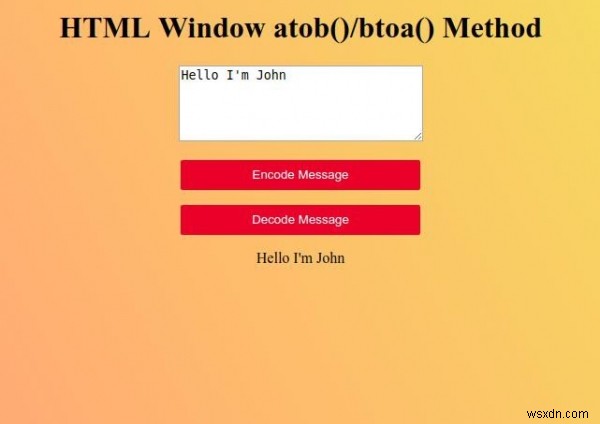 HTML विंडो atob ( ) विधि 