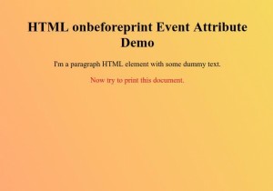 HTML onbeforeprint ईवेंट विशेषता 