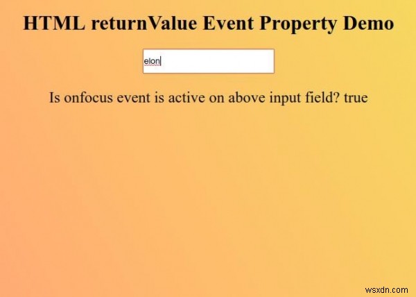 HTML रिटर्नवैल्यू इवेंट प्रॉपर्टी 