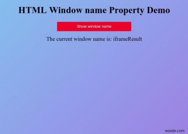 HTML विंडो नाम संपत्ति 