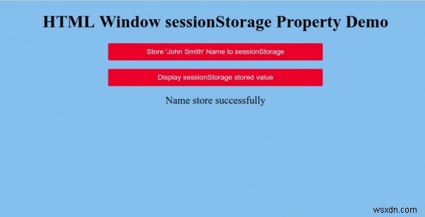 HTML विंडो सेशनस्टोरेज प्रॉपर्टी 