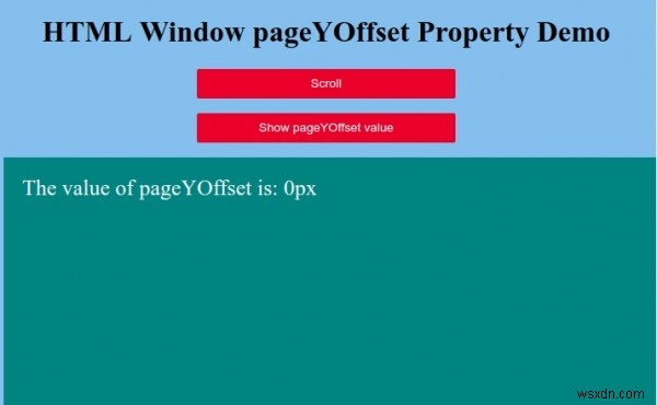 HTML विंडो पृष्ठYOffset संपत्ति 