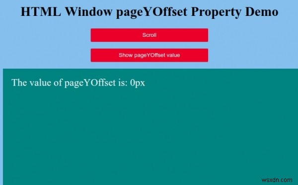 HTML विंडो पृष्ठYOffset संपत्ति 