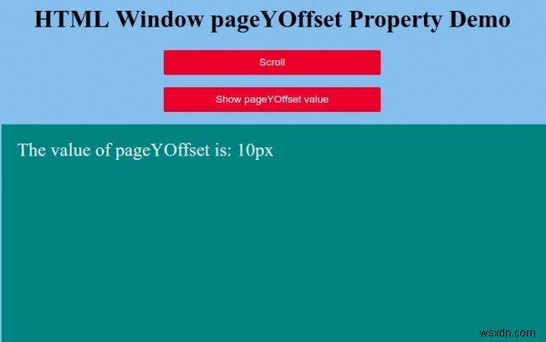 HTML विंडो पृष्ठYOffset संपत्ति 