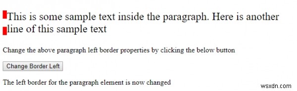HTML DOM स्टाइल बॉर्डर लेफ्ट प्रॉपर्टी 