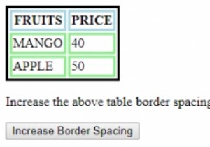 HTML DOM स्टाइल बॉर्डरस्पेसिंग प्रॉपर्टी 