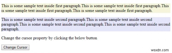 HTML DOM स्टाइल कर्सर प्रॉपर्टी 