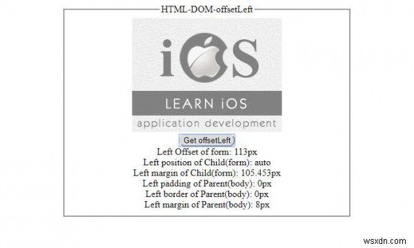 HTML DOM ऑफ़सेट लेफ्ट प्रॉपर्टी 