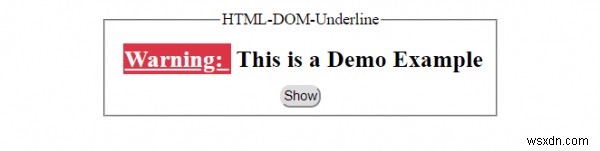 HTML DOM अंडरलाइन ऑब्जेक्ट 