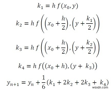 अवकल समीकरण के लिए रंज-कुट्टा चौथा क्रम नियम 