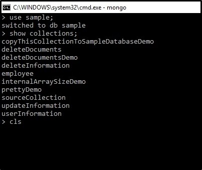 MongoDB में कंसोल कैसे साफ़ करें? 