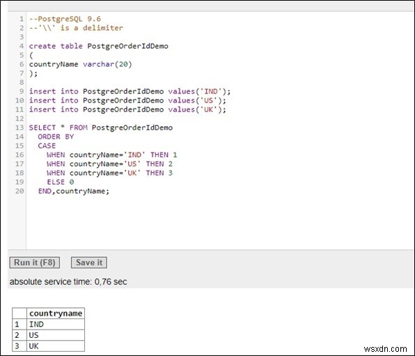 PostgreSQL में MySQL के ORDER BY FIELD () का अनुकरण? 