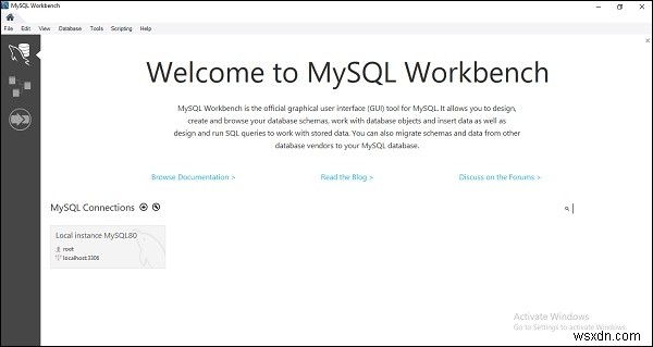 MySQL कार्यक्षेत्र के साथ एक नया डेटाबेस बनाएँ? 