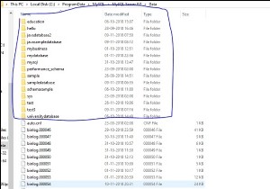 MySQL डेटाबेस फ़ाइलों को कहाँ संग्रहीत करता है? 