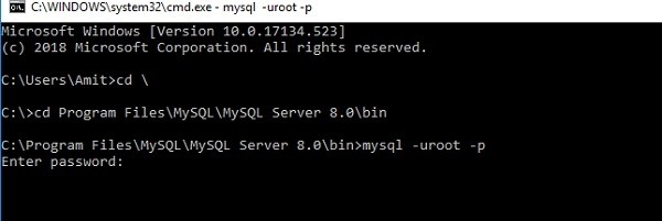 Windows10 पर MySQL कमांड लाइन कैसे खोलें? 