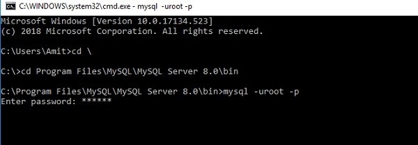 Windows10 पर MySQL कमांड लाइन कैसे खोलें? 