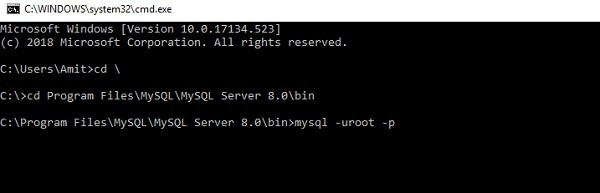 Windows10 पर MySQL कमांड लाइन कैसे खोलें? 