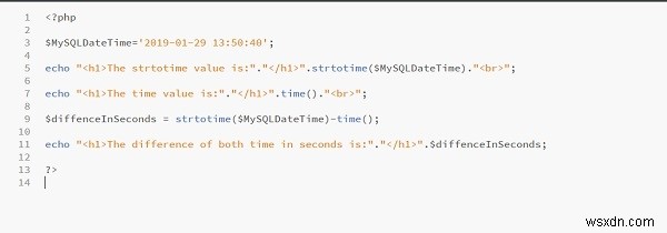 डेटाटाइम को सेकंड में बदलने के लिए PHP में MySQL TIME_TO_SEC () विधि के बराबर क्या है? 