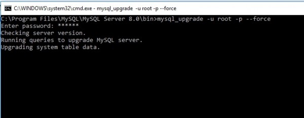 कमांड लाइन से MySQL सर्वर को अपग्रेड कैसे करें? 