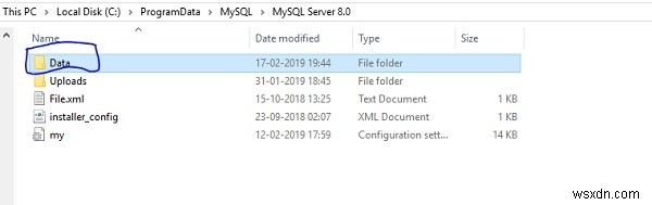 MySQL डेटाबेस बनने पर कहाँ सहेजा जाता है? 