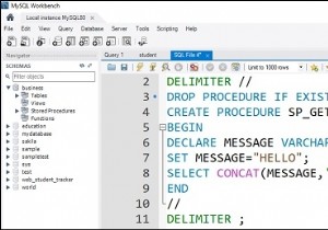 MySQL कार्यक्षेत्र का उपयोग करके संग्रहीत कार्यविधियाँ बनाएँ? 