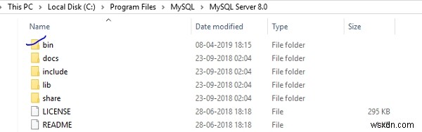 विंडोज ओएस में MySQL बिन डायरेक्टरी कहाँ स्थित है? 