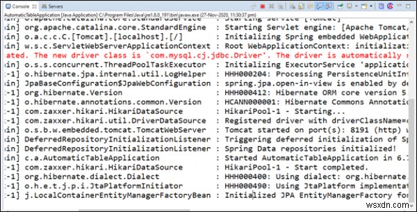 MySQL के साथ एक टेबल बनाना - हाइबरनेट 