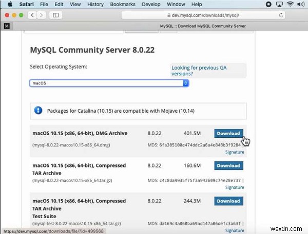 MacOS पर MySQL इंस्टाल करना 