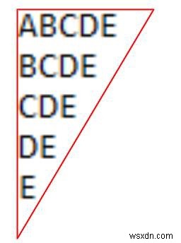 सी . में अक्षरों के त्रिकोणीय पैटर्न के लिए कार्यक्रम 