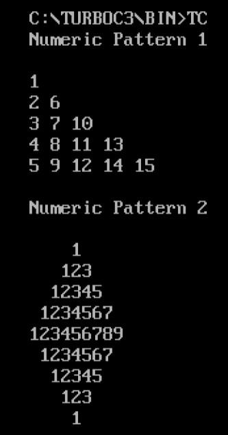 सी . में संख्या पैटर्न मुद्रित करने का कार्यक्रम 