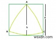 एक वर्ग के भीतर सबसे बड़ा रेउलेक्स त्रिभुज जो C में एक वृत्त के भीतर अंकित है? 