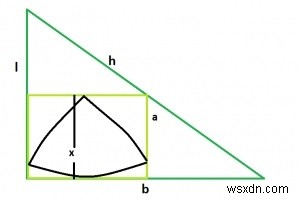 एक वर्ग के भीतर सबसे बड़ा रेउलेक्स त्रिभुज जो C में समकोण त्रिभुज के भीतर अंकित है? 
