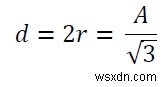 एक वृत्त में अंकित एक वर्ग का क्षेत्रफल जो C प्रोग्राम में एक समबाहु त्रिभुज में अंकित है? 