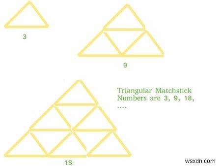 त्रिकोणीय माचिस की तीली संख्या के लिए C/C++ प्रोग्राम? 