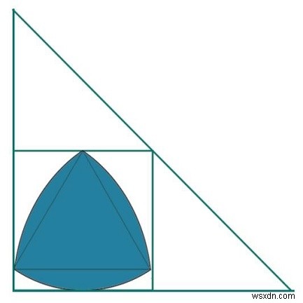 एक वर्ग के भीतर सबसे बड़ा रेउलेक्स त्रिभुज जो एक समकोण त्रिभुज के भीतर अंकित है? 