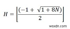 सी/सी++ अधिकतम ऊंचाई के लिए प्रोग्राम जब सिक्कों को त्रिभुज में व्यवस्थित किया जाता है? 