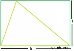 सबसे बड़े त्रिभुज का क्षेत्रफल जो एक आयत के भीतर अंकित किया जा सकता है? 