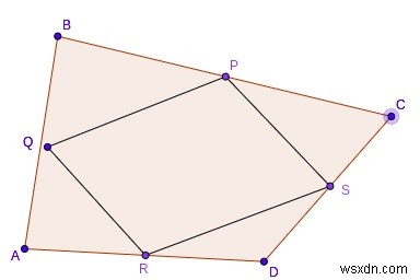 C++ परिमाप और Varignon के समांतर चतुर्भुज का क्षेत्रफल 