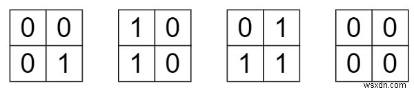 C++ में बाइनरी मैट्रिक्स को ज़ीरो मैट्रिक्स में बदलने के लिए फ़्लिप की न्यूनतम संख्या 