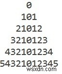 त्रिकोणीय पैटर्न के लिए C++ प्रोग्राम (दर्पण छवि 0 के आसपास) 